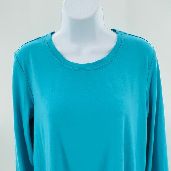 Mountain Mamas Aqua Long Sleeve Knit Peplum Chiffon Essential Tunic Top S/M - Picture 4 of 8